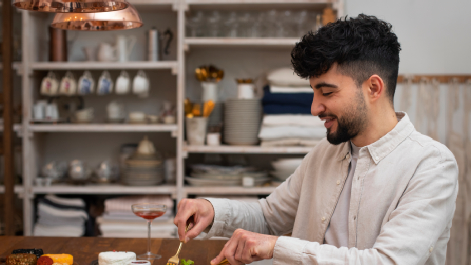 Consulting chef inspecting fresh ingredients in a hotel kitchen.
