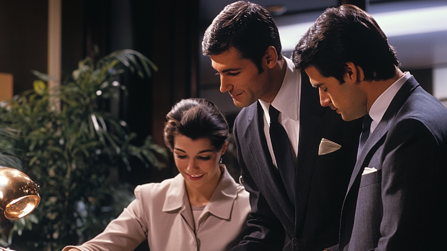 Asset management hotel industry team reviewing a financial audit.